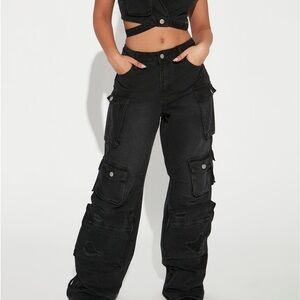 Ankle tie non stretch cargo jeans size 14 fashion nova